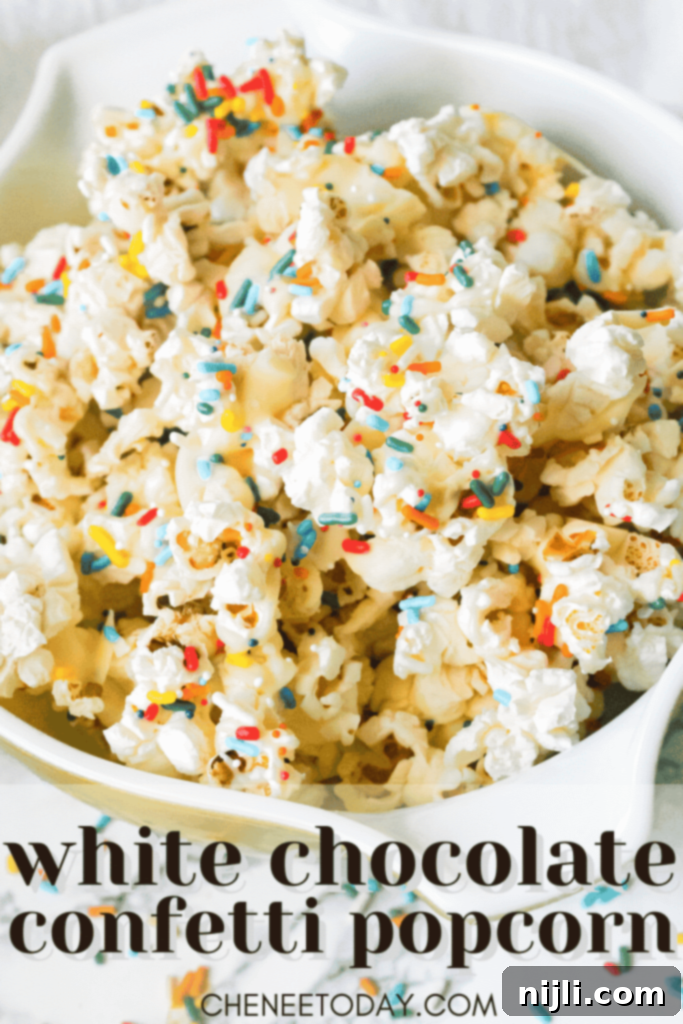 Confetti Popcorn 6 White Chocolate Confetti Popcorn Recipe - 3 Ingredients! | Chenée Today