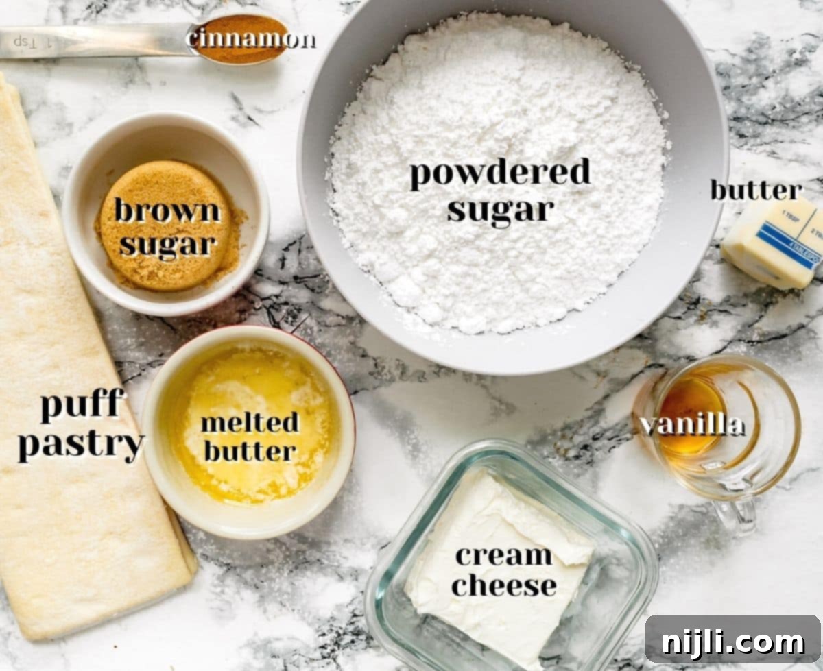 Flaky Cinnamon Rolls 5 Puff pastry cinnamon rolls ingredients
