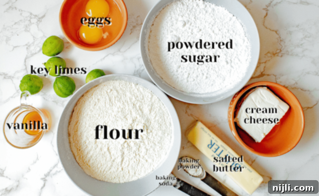 ingredients for key lime cookies