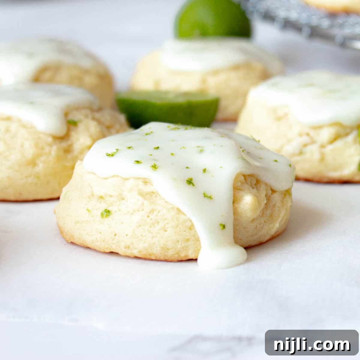 easy key lime cookies on a plate