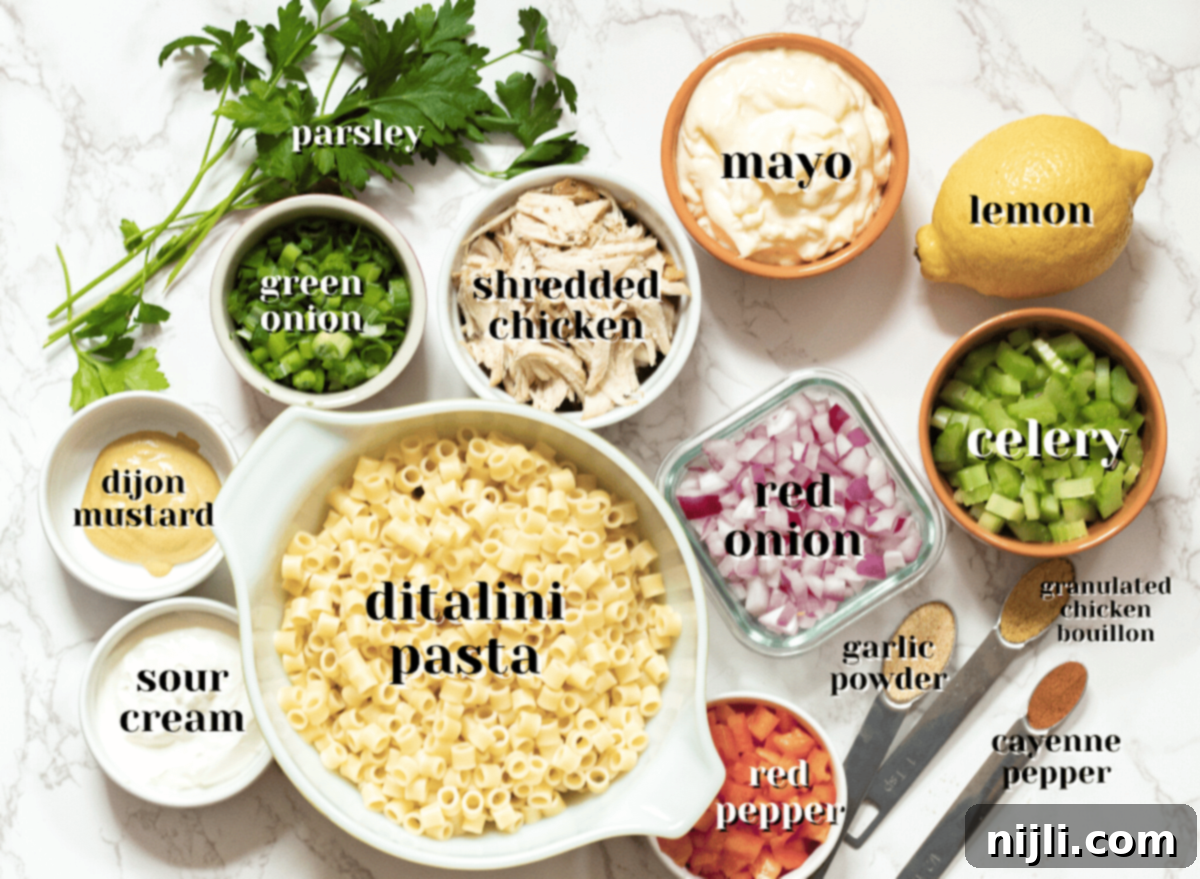 Classic Chicken Macaroni Salad 4 ingredients for chicken macaroni salad