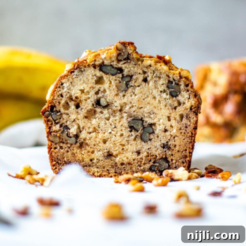Plant-Based Banana Bliss 3 cut loaf of dairy free banana bread