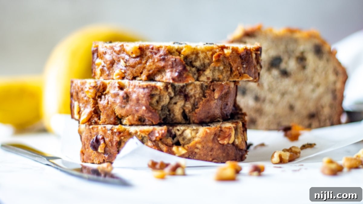 Plant-Based Banana Bliss 8 stack of dairy free banana bread slices