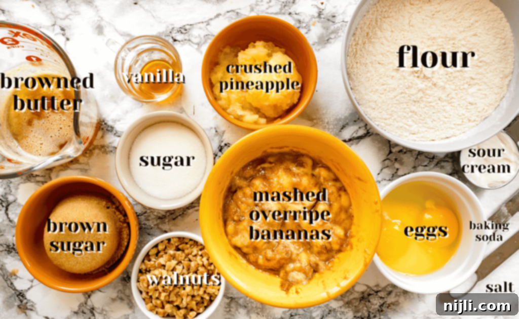 Tropical Pineapple Banana Bread 4 Ingredients for pineapple banana bread