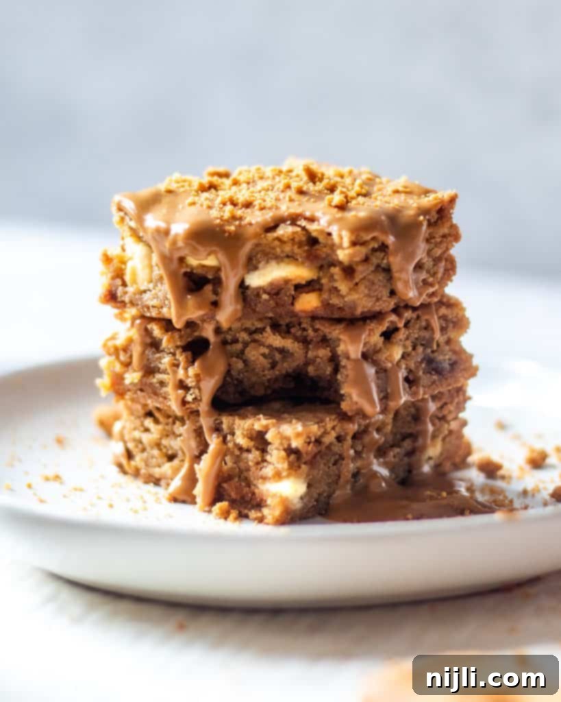 Stacked Biscoff and White Chocolate Blondies