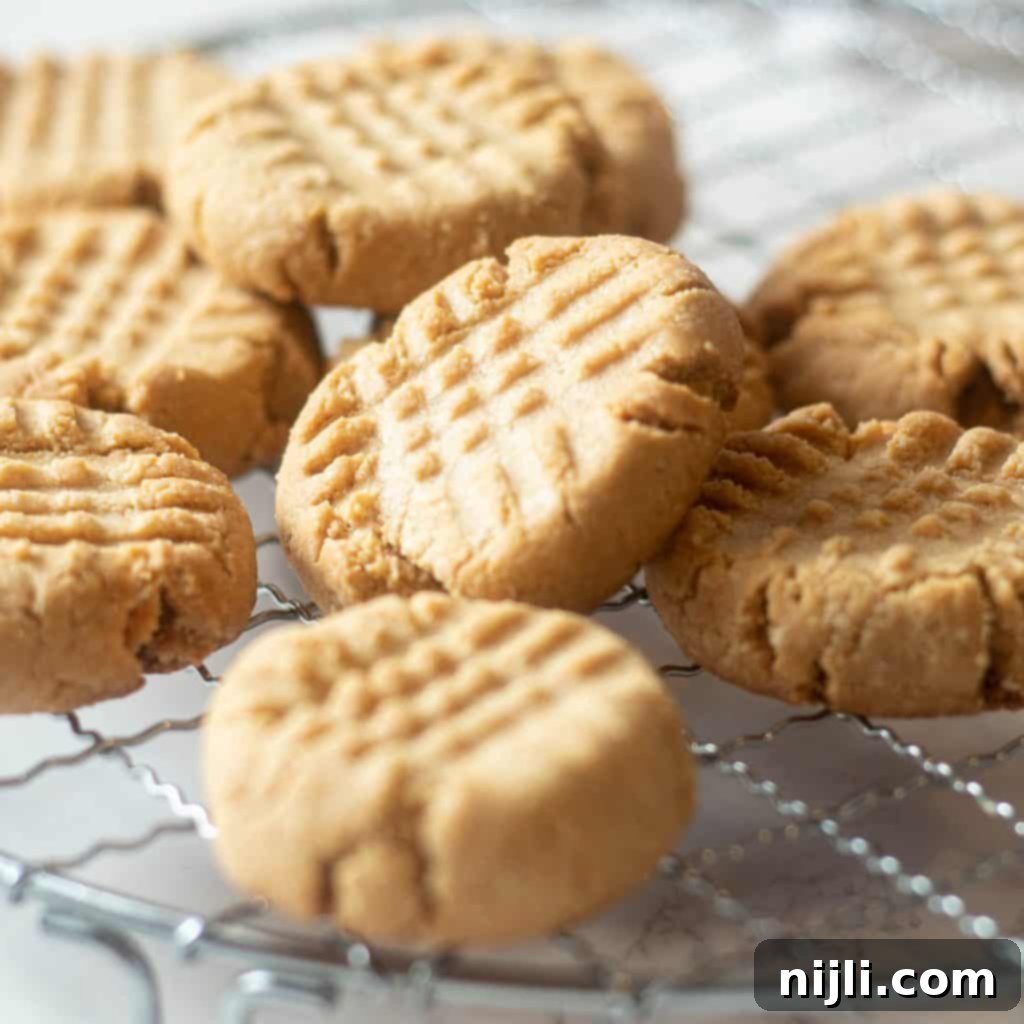Delicious Almond Flour Peanut Butter Cookies 4 almond flour peanut butter cookies vegan on a baking tray, ready to be served