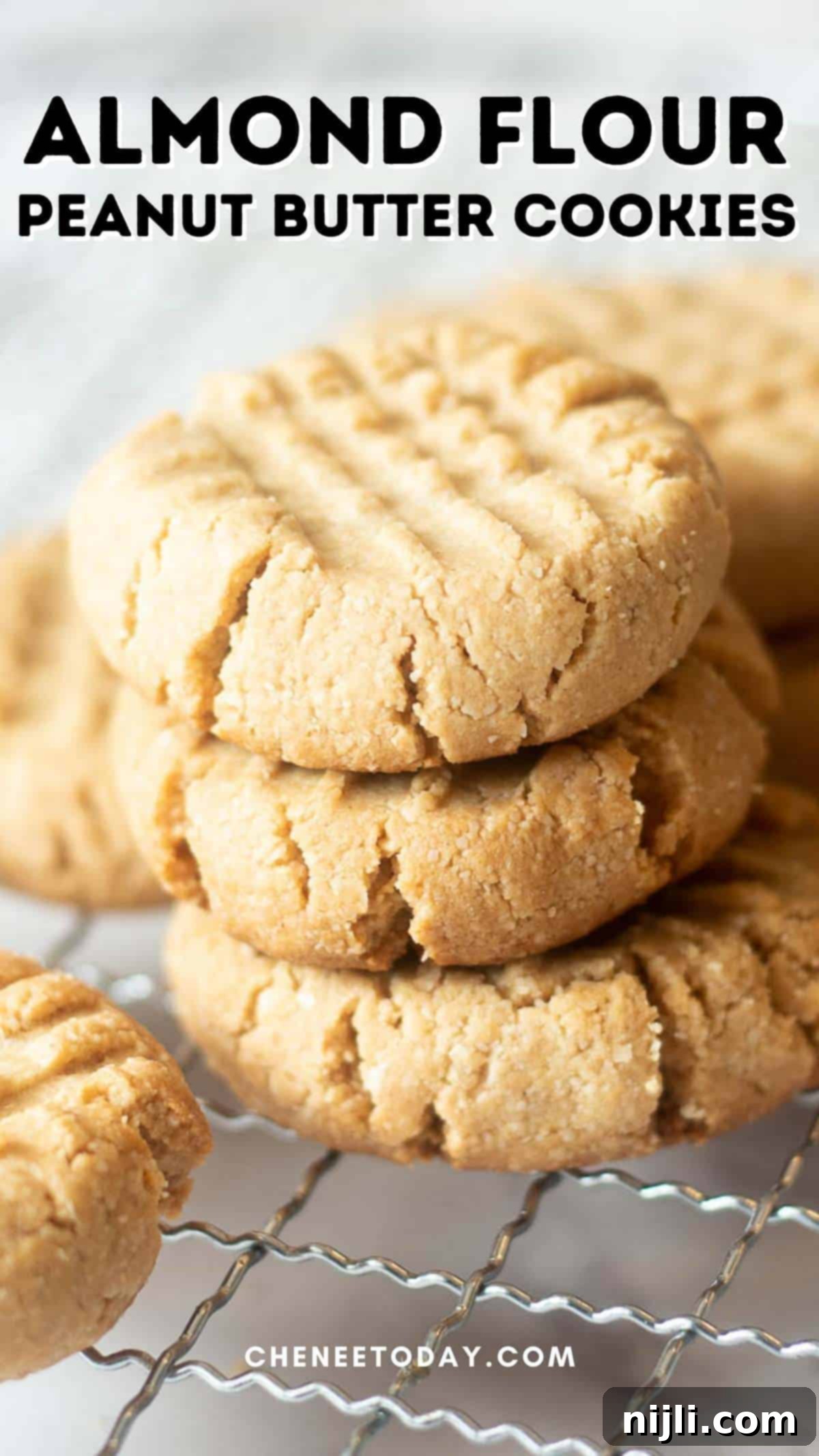 Delicious Almond Flour Peanut Butter Cookies 9 pin for almond flour peanut butter cookies with text overlay